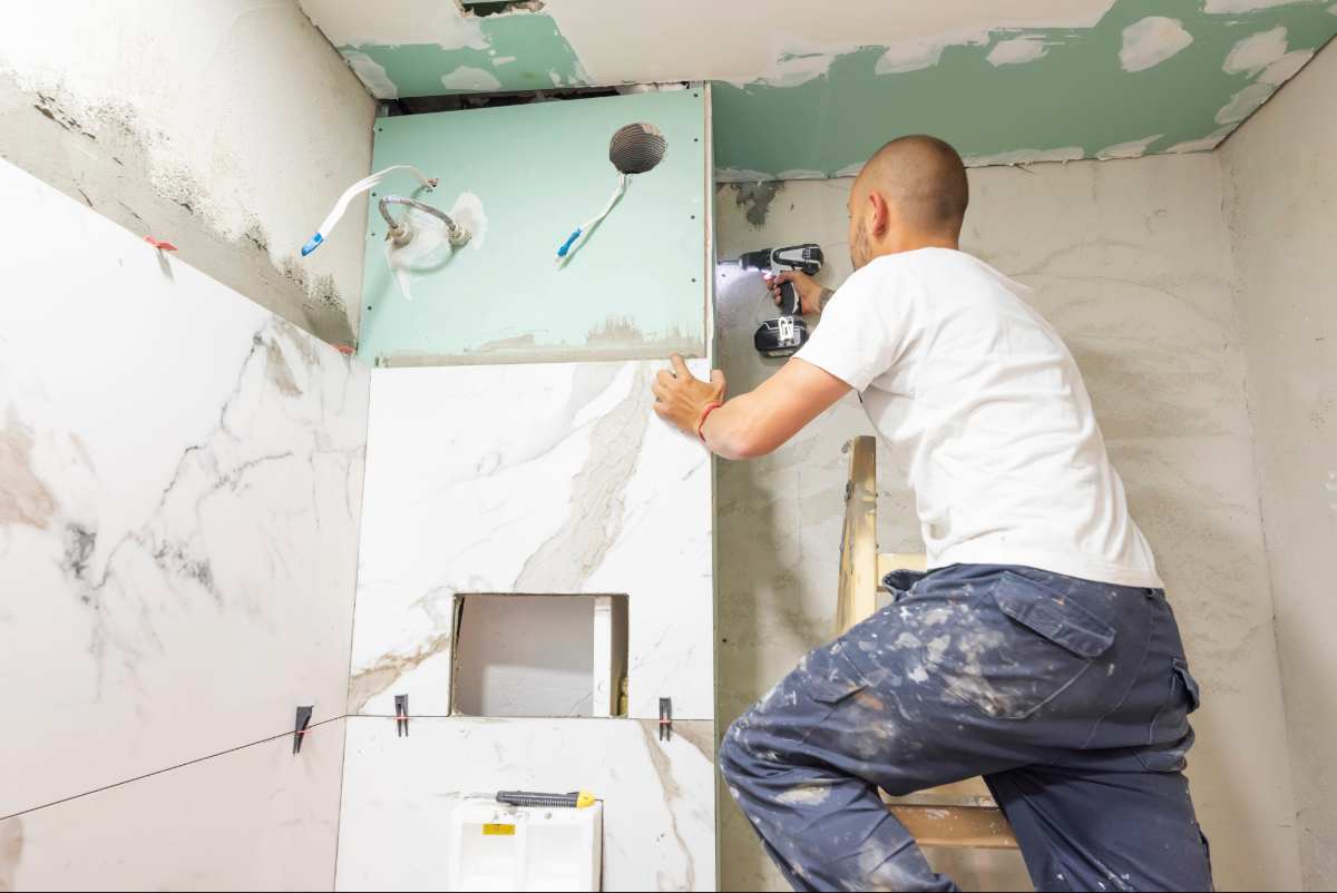 Bathroom plumbing installation work